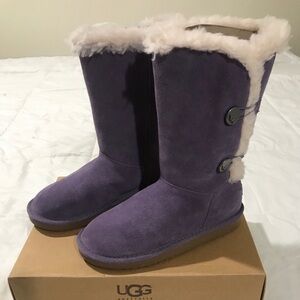 😍 UGG Purple Suede cozy Boots with Fur Trim